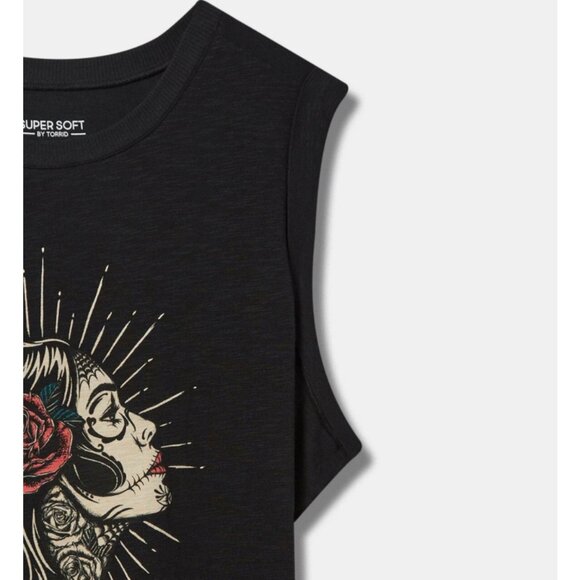 NEW Torrid 3 Muerte Classic Fit Super Soft Crew Neck Tank Black 3X 22 24 - Picture 3 of 10